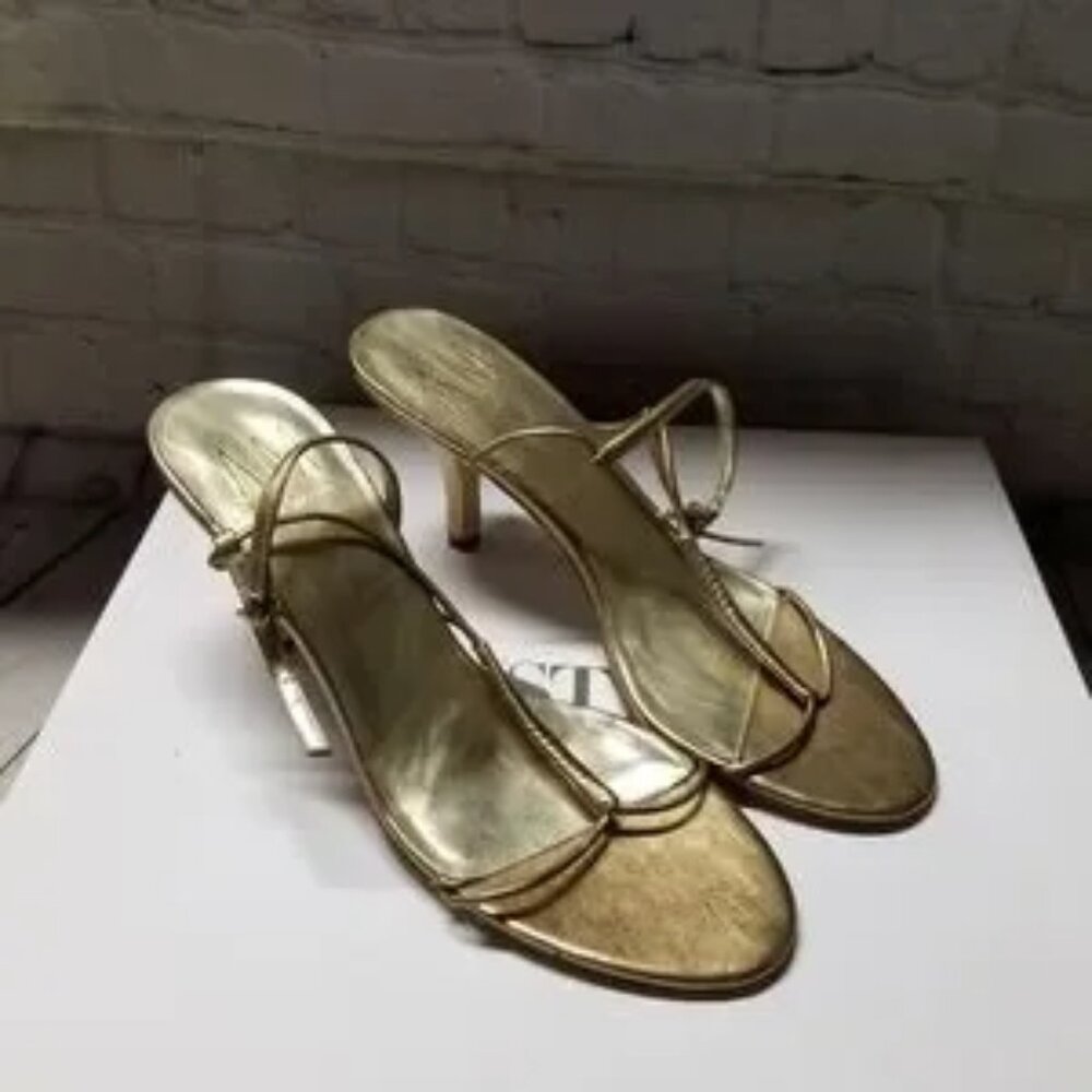 Ann Marino Metallic Gold Strappy Heeled Sandals
